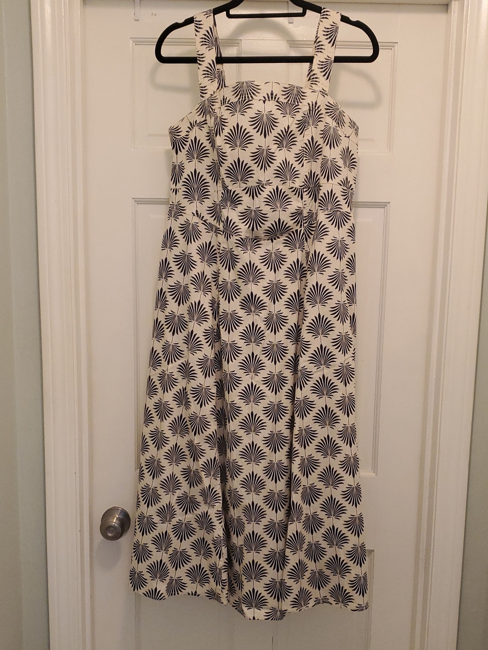 Torrid Belle Isle Ivory Midi Dress with Navy Leaf Print